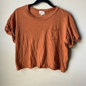 PST Los Angeles Crop Top T Shirt Womens Medium Brown Loose Fit Y2K